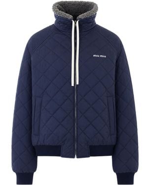 Miu Miu Long-Sleeved Down Jacket - Blue