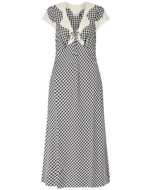 RIXO London Plaid Midi Dress - Grey