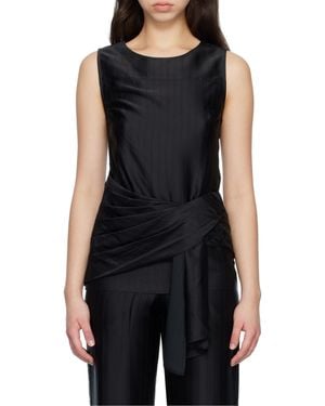 Loulou de Saison Fonda Draped Asymmetric Top - Black