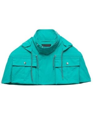 Prada Hooded Pocket Cape - Blue