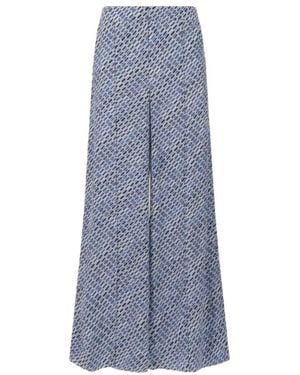 Marni Crêpe De Chine Pants With Criss Cross Print - Blue