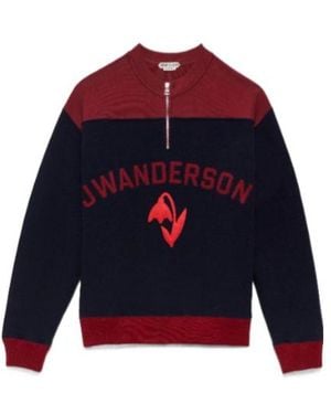 JW Anderson Jw Anderson Logo Half-Zip Sweatshirt - Blue