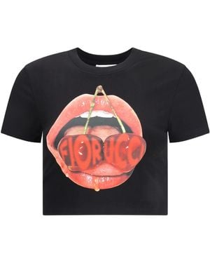 Fiorucci Graphic Print Top - Black
