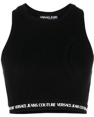 Versace Jeans Couture Logo-Print Cropped Tank Top - Black