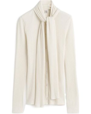 TOTEME Totême Knitted Scarf-Detail Shirt - White