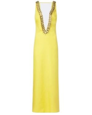 Valentino Embellished Linen Gown - Yellow