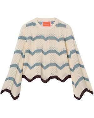 La DoubleJ Chevron Crop Sweater - White