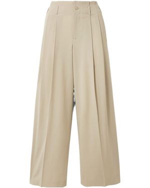Kallmeyer Pleated Wool-Blend Wide-Leg Pants - Natural