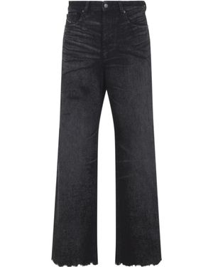 DIESEL Straight-Leg Frayed-Hem Jeans - Blue