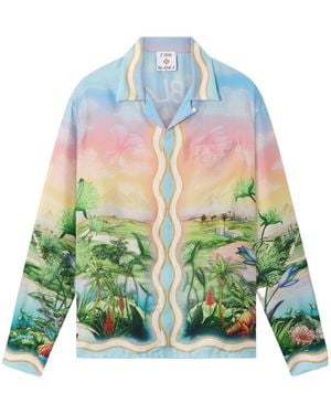 CASABLANCA Long Sleeve Satin Shirt - Green