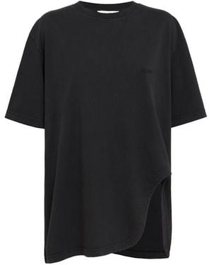 The Attico Oversized Jersey T-Shirt W/Shaped Slit - Black