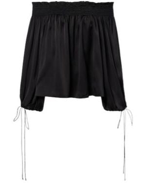 Chloé Off-Shoulder Silk Satin Top - Black