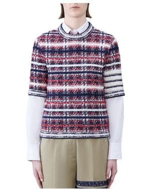 Thom Browne Tartan Jacquard Knitted Top - Multicolour