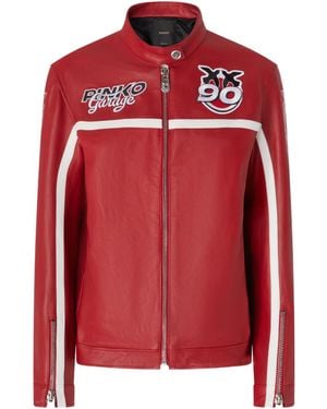 Pinko Logo Patch Zipped Jacket - Red