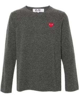 COMME DES GARÇONS PLAY Heart-Patch Wool Sweater - Gray