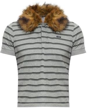 Vetements Striped Detachable Collar Polo Shirt - Grey