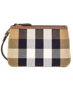 Burberry Checked Zip-Up Clutch Bag - Blue