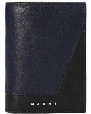 Marni And Leather Bi-Fold Wallet - Blue