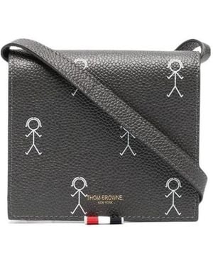 Thom Browne Shoulder Strap Bi-Fold Wallet - Gray