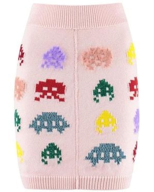 Stella McCartney Alien Intarsia Ribbed Mini Skirt - Pink