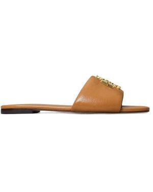 Tory Burch Square Toed Slippers - Brown