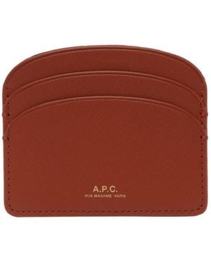 A.P.C. Demi-Lune Leather Cardholder - Red
