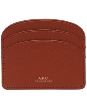 A.P.C. Demi-Lune Leather Cardholder - Red