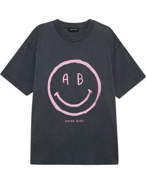 Anine Bing Smiley Print T-Shirt - Grey