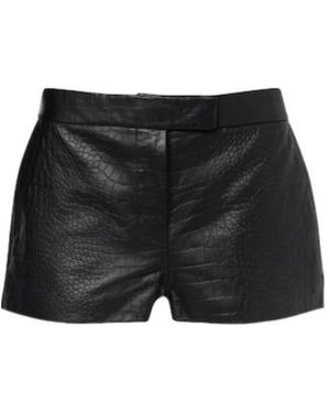 Alex Perry Croc-Effect Leather Shorts - Black