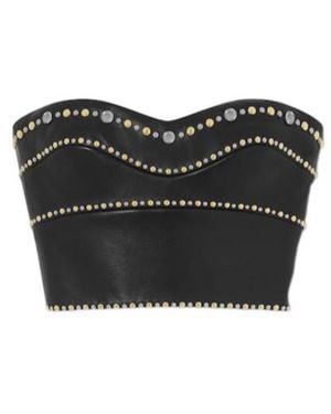 Versace Off Shoulder Leather Top - Black