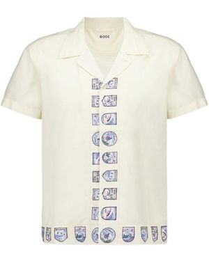 Bode Short Sleeved Ski Season Shirt - White