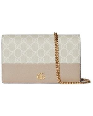 Gucci Gg Marmont Chain Wallet - White