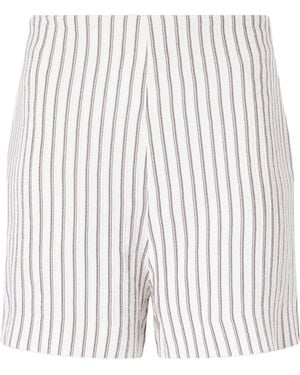 TOVE Striped Woven Shorts - White