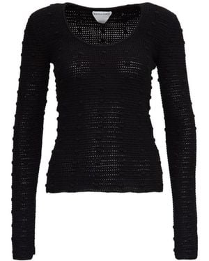 Bottega Veneta Pom Pom Knitted Jumper - Black