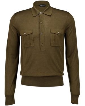 Tom Ford Long Sleeved Pocket Detailed Polo Shirt - Green