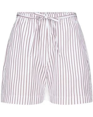 Loulou de Saison Lory Striped Poplin Shorts - White
