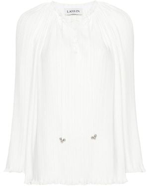 Lanvin Ruffled Hem Pleated Blouse - White