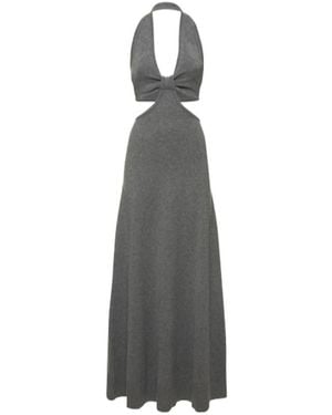 Michael Kors Knitted Long Hollow-Out Dress - Grey