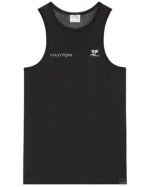 Courreges Printed Mesh Tank Top - Black
