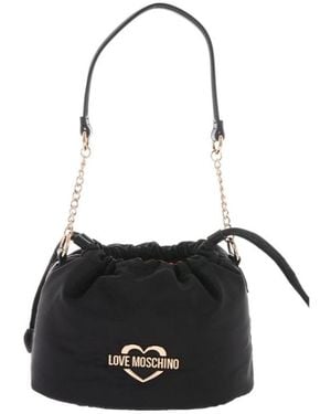 Moschino Mini Logo-Plaque Bucket Bag - Black