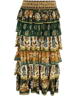 FARM Rio Tiered Maxi Skirt - Green