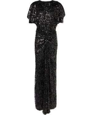 Victoria Beckham Sequined Gathered Gown - Black