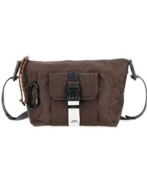 A.P.C. Buckle Detailed Zip-Up Messenger Bag - Brown