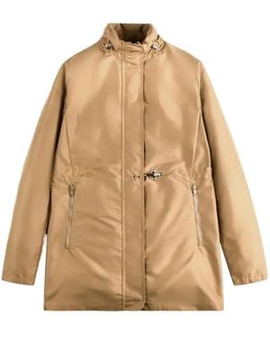 Fay Hook-Fastening Waterproof Jacket - Natural