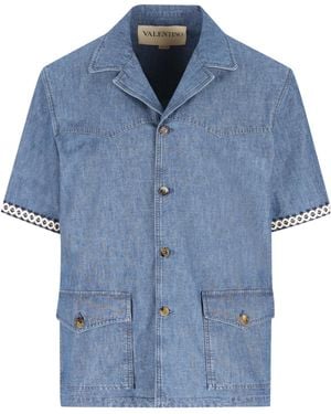 Valentino Button-Up Denim Shirt - Blue