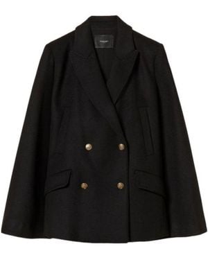 Twinset Wool-Blend Double-Breasted Coat - Black