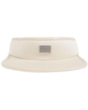 Dolce & Gabbana Logo Plaque Gabardine Visor - White