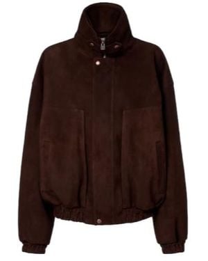 Magda Butrym Long-Sleeved Leather Jacket - Brown
