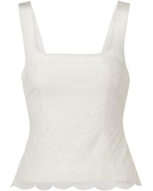 Posse Embroidered Tulle Top - White