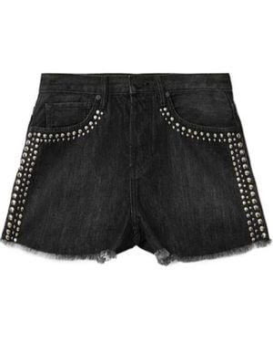 AllSaints Heidi High Waisted Stud Denim Shorts - Black